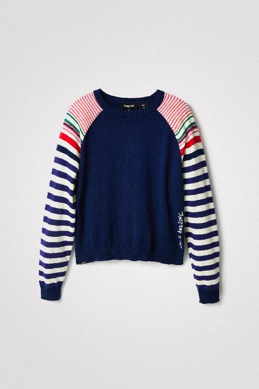 Desigual Stripy Sleeved Jumper Nylon Fabric Polyester Fabric Spandex Fabric