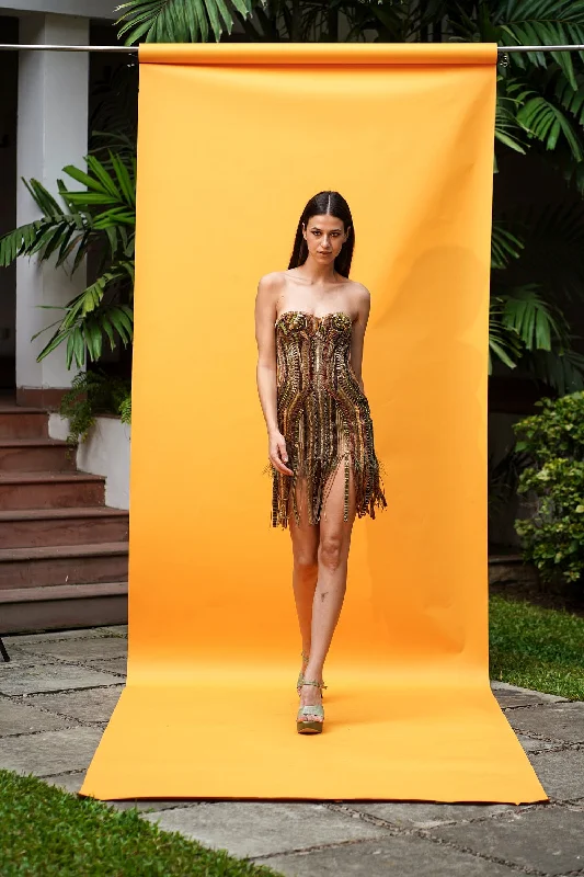 Fringe Dress With African Baroque Embroidery