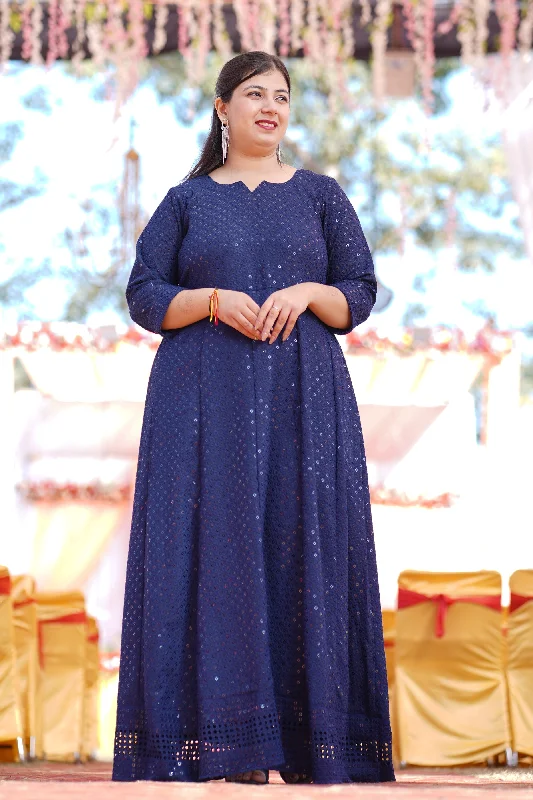 Gleaming Blue Sequined Fancy Dress