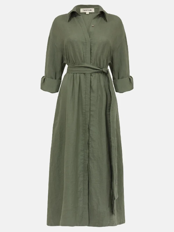 Moss Linen Dress