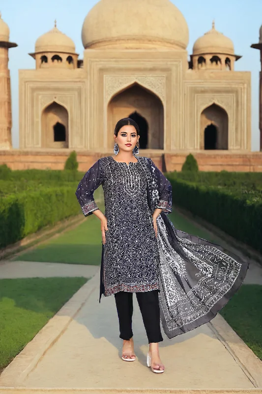 IshDeena Pakistani Dresses for Women Ready to Wear Printed Lawn Kameez Ladies Suit With Printed Silk Dupatta - 3 Piece