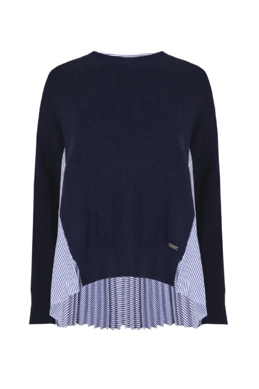 Jovonna  Marlo Navy Jumper Houndstooth Herringbone Solid