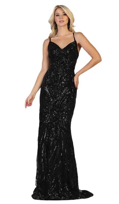 May Queen - MQ1648 Sequined Fitted Evening Dress