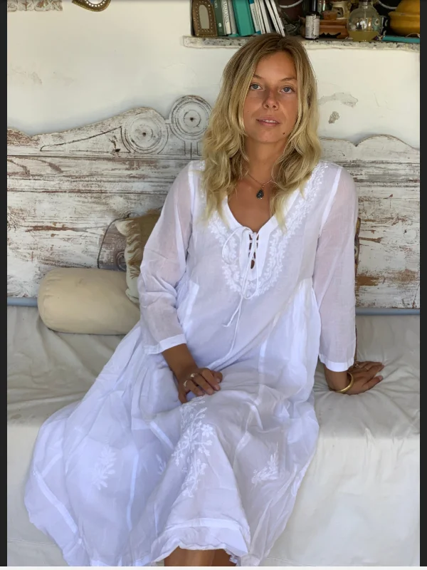 Mughal  dress , softest muslin cotton  in Ibiza white  color