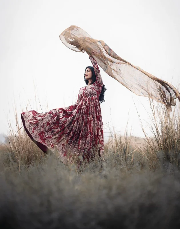 Pen Kalamkari Silk Dress
