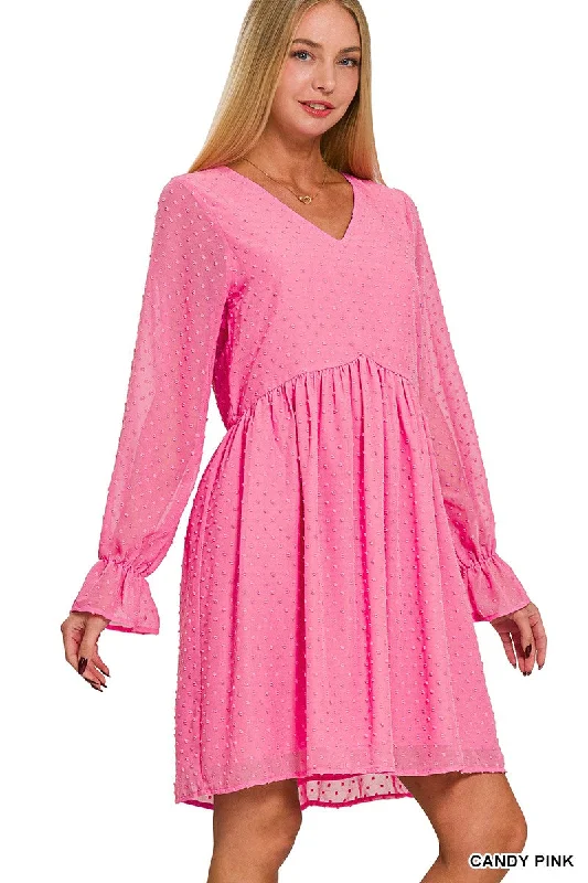 Pink Swiss dot spring dress