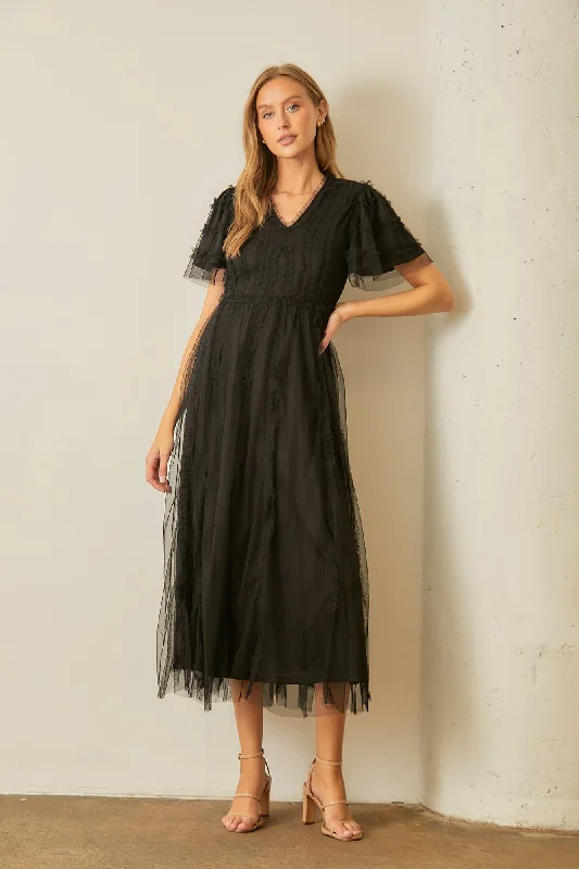 Regency Dress in Black- Misses and Plus (S-3X)