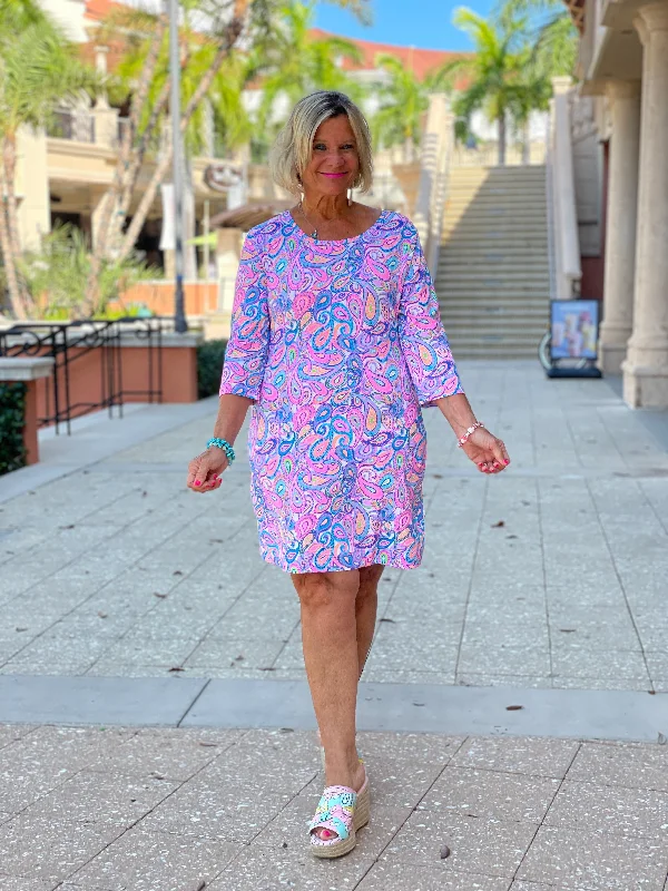 CAROLINA PAISLEY SLEEVE DRESS
