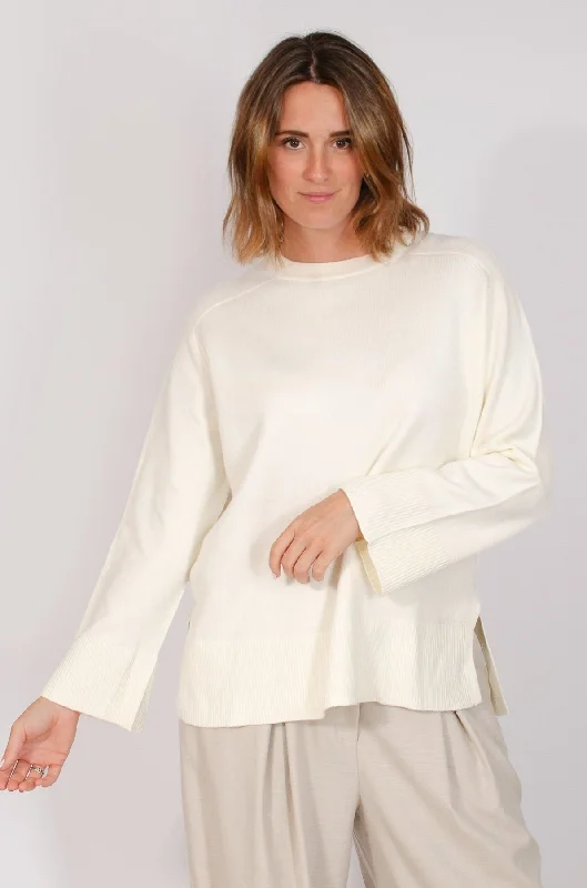 Cream Soft Crew Neck Jumper Striped Floral Plaid