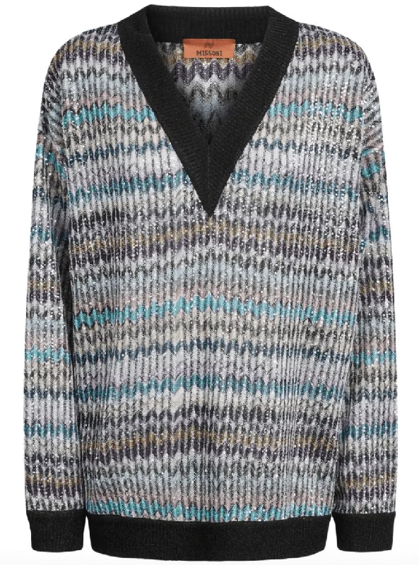 V-neck jumper Terry Blend Velvet Blend Canvas Blend