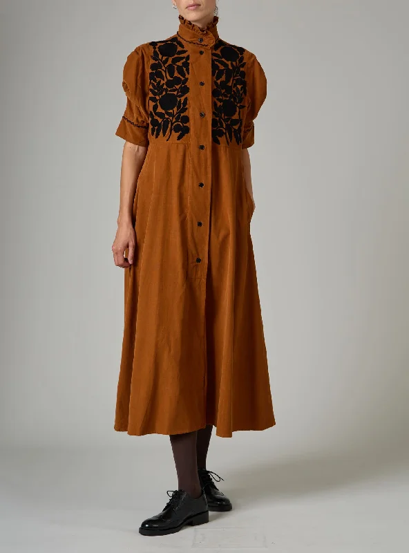 Venetia Dress - Balkanic Embroidery - Noisette / Black