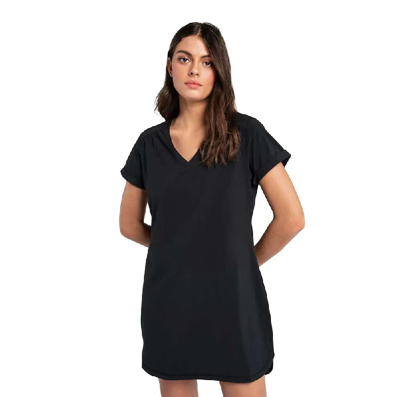 Women's Olive V-Neck Dress - Black