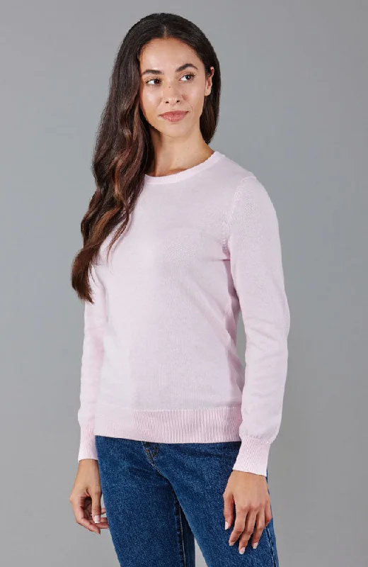 Womens 100% Cotton Crew Neck Jumper Iron Safe Non-Iron Wrinkle Free