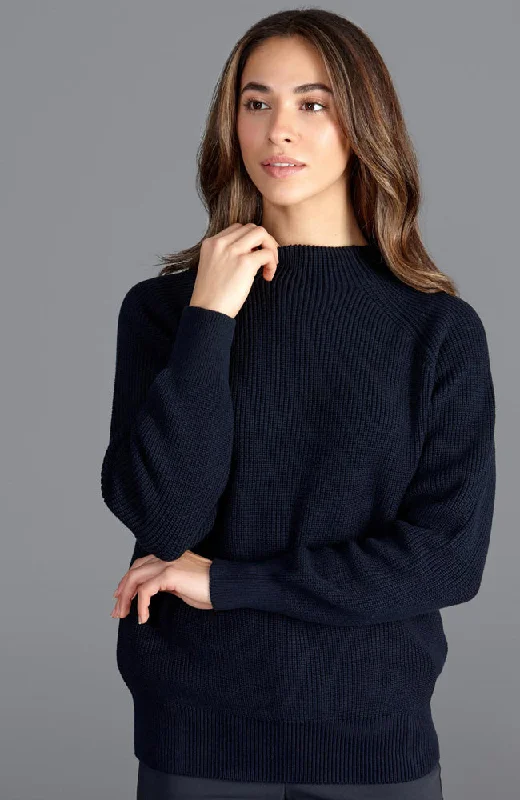 Womens Pure Cotton High Neck Raglan Jumper Plaid Sweater Polka Dot Checkered