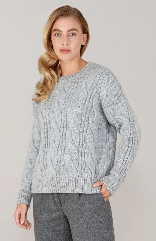 Womens Chunky Merino Wool Cable Jumper Modern Contemporary Chic