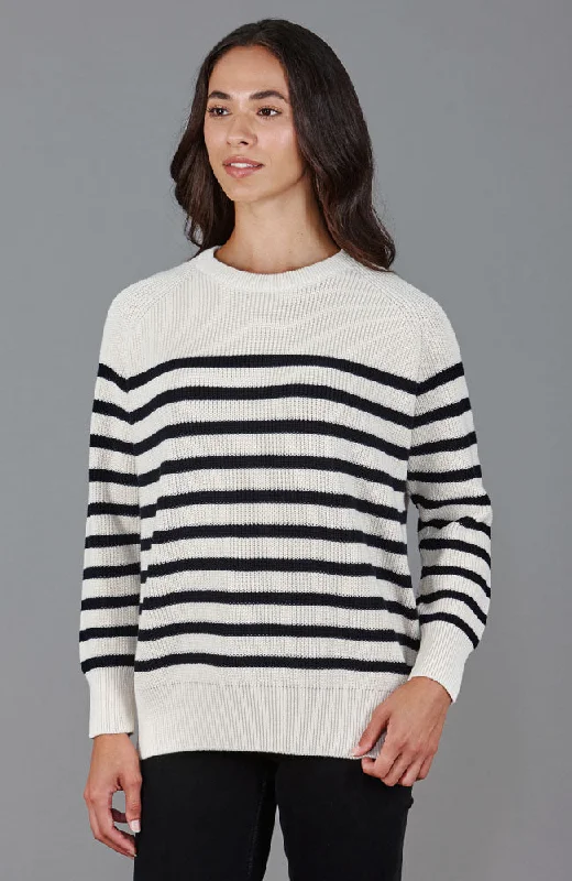 Womens Cotton Ribbed Breton Jumper Stylish Fashionable Trendy