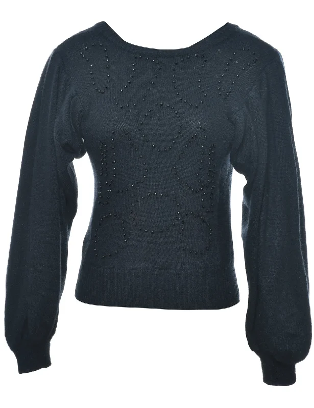 Black Jumper - L Elasticated Padded Insulated