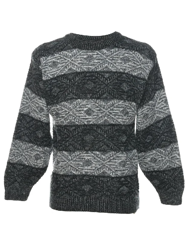 Black Jumper - S Welt Pockets Slit Pockets Flap Pockets