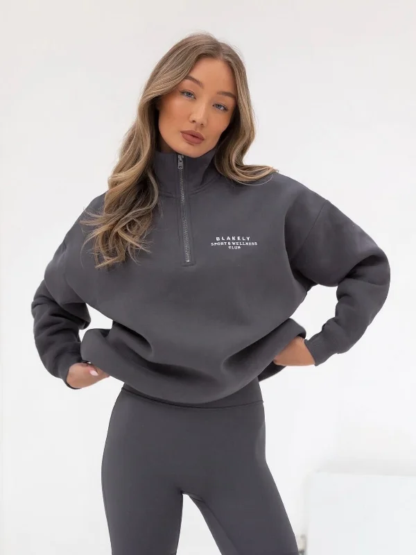 Ultimate 1/4 Zip Jumper - Charcoal Striped Floral Plaid
