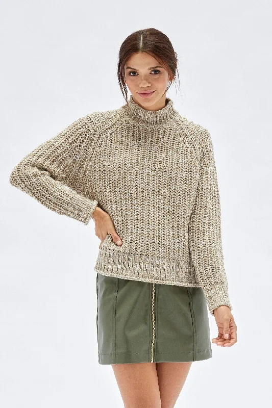MINKPINK Womens Tiri High Neck Knit Jumper - Multi High Neck Crew Neck V-Neck