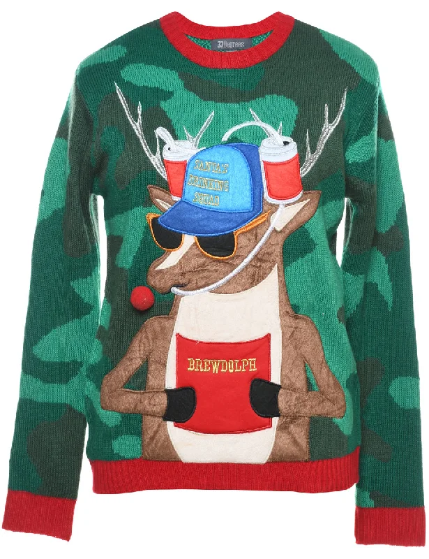 Reindeer Christmas Jumper - S Wool Sweater Cotton Sweater Cashmere Sweater