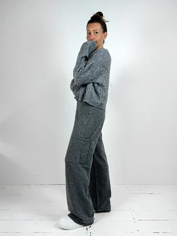 Saida Cropped Cable Knit Jumper Boat Neck Shawl Collar Notched Collar