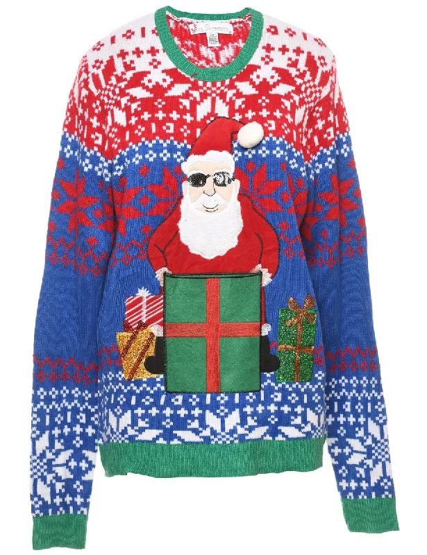 Santa Claus Christmas Jumper - L Lightweight Heavyweight Midweight