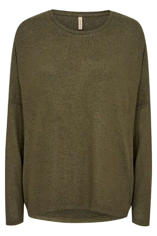 Soya Concept 24788-20 97750-12B Jumper Olive Green Melange Terry Blend Velvet Blend Canvas Blend