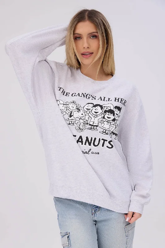 Peanuts The Gang's All Here Graphic Crew Neck Sweatshirt Hoodie with Reflective Safety Nightwear Peanuts The Gang's All Here Graphic Crew Neck Sweatshirt Hoodie with Reflective Safety Nightwear