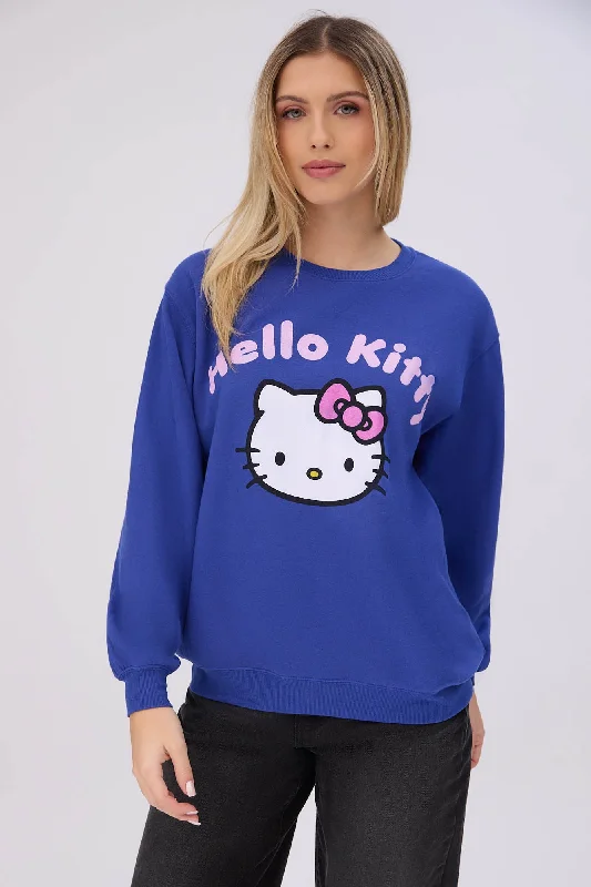 Hello Kitty Graphic Crew Neck Sweatshirt Hooded Sweatshirt Casual Wear Street Style