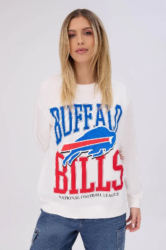 Buffalo Bills Graphic Crew Neck Sweatshirt Hoodie with Batwing Sleeves Loose Dramatic Buffalo Bills Graphic Crew Neck Sweatshirt Hoodie with Batwing Sleeves Loose Dramatic