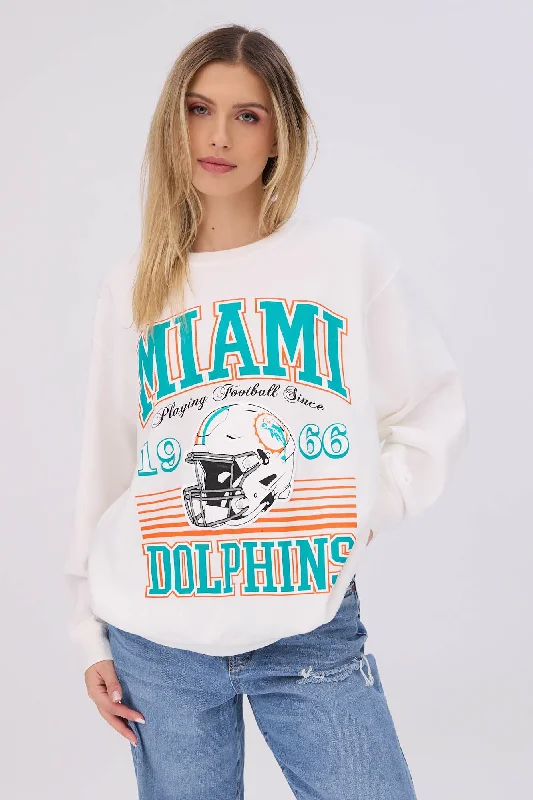 Miami Dolphins Graphic Crew Neck Sweatshirt Hoodie with Gradient Ombre Colorful