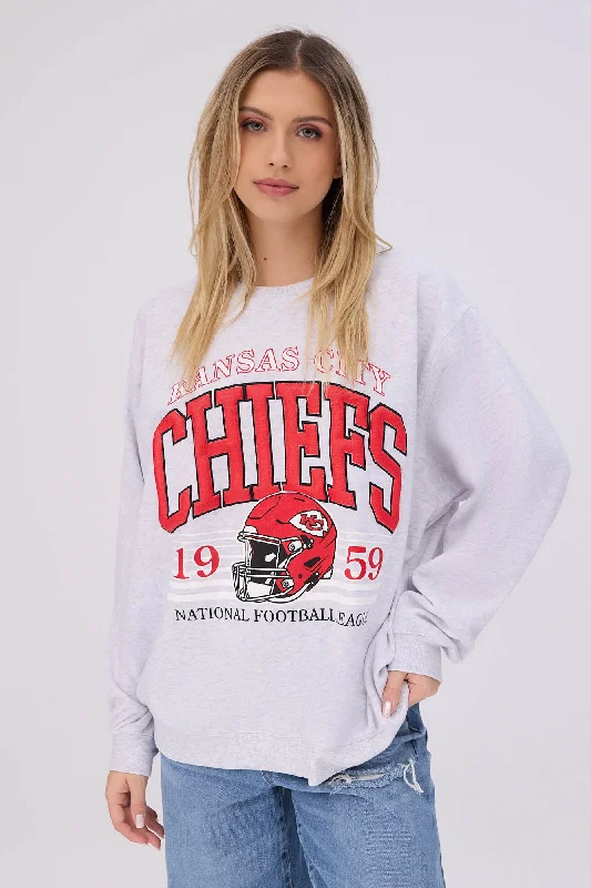 Kansas City Chiefs Graphic Crew Neck Sweatshirt Hoodie with Thumb Holes Functional Cozy Kansas City Chiefs Graphic Crew Neck Sweatshirt Hoodie with Thumb Holes Functional Cozy