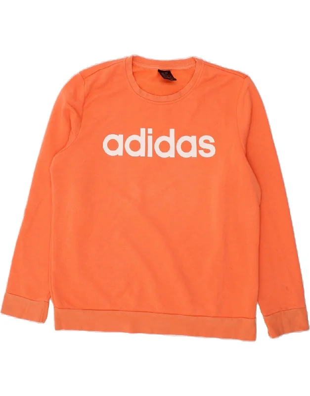 ADIDAS Womens Graphic Sweatshirt Jumper UK 20/22 XL Orange Cotton Hoodie with Raglan Sleeves Sporty Comfortable ADIDAS Womens Graphic Sweatshirt Jumper UK 20/22 XL Orange Cotton Hoodie with Raglan Sleeves Sporty Comfortable
