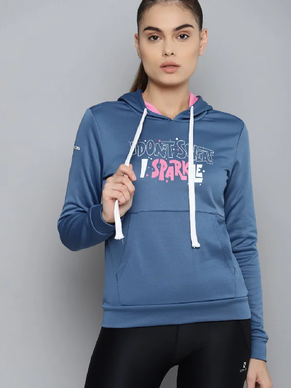 Alcis Printed Sweatshirt Hoodie with Metallic Shiny Futuristic