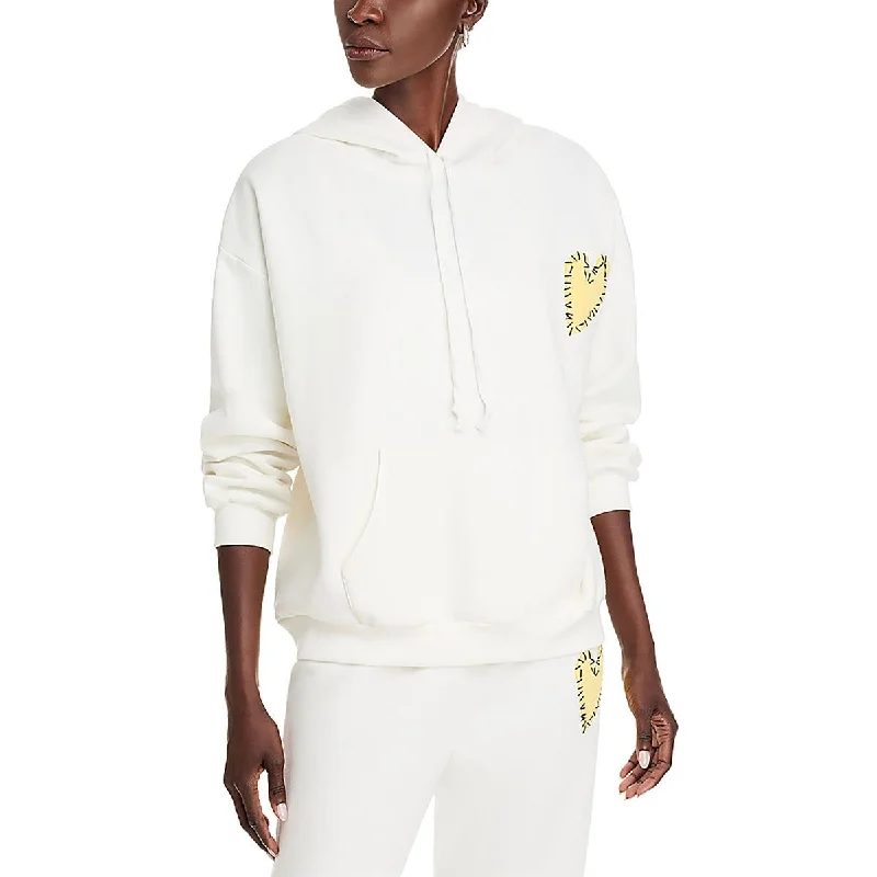 Aqua Womens Pocket Drawstring Hooded Sweatshirt Hoodie with Typography Text Message
