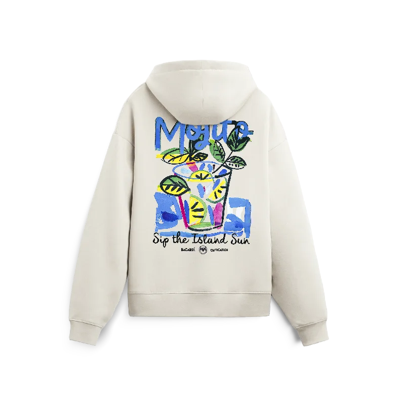 BACARDÍ x On Vacation - Mojito Hoodie - Stone Hoodie with Raglan Sleeves Sporty Comfortable BACARDÍ x On Vacation - Mojito Hoodie - Stone Hoodie with Raglan Sleeves Sporty Comfortable