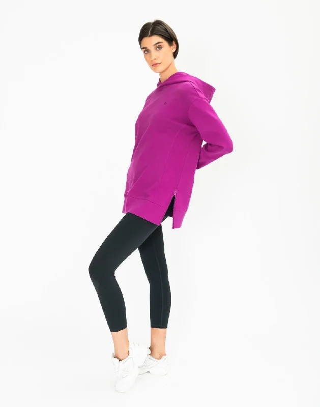 Chill Longline Hoodie in Very Berry Hoodie with Ribbed Hem Stretchable Secure