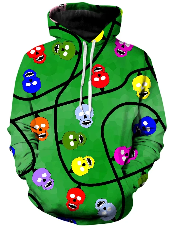 Christmas Skulls Green Unisex Hoodie Hoodie with Hem Lace Feminine Delicate