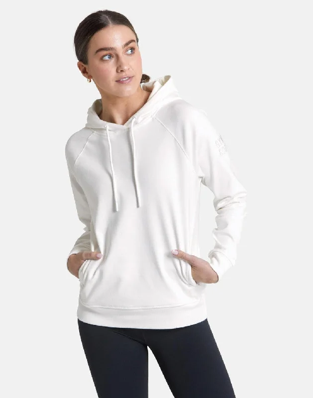 Chill Hoodie in Ivory White Hoodie with Hem Ribbing Snug Secure