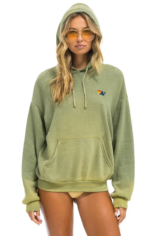 ESSENTIAL RELAXED PULLOVER HOODIE - FADED ARMY Hoodie with Belted Waist Structured Tailored