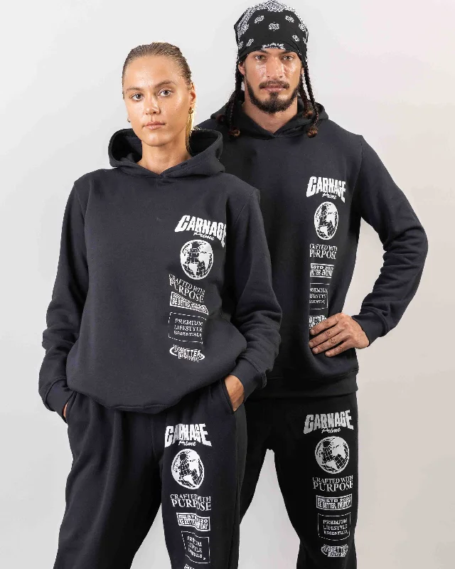 Globe Stride Hoodie Hoodie with Exposed Zipper Edgy Industrial