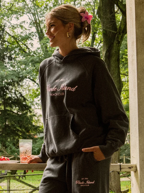 HARLOW CLOUD PRINT HOODIE - CHARCOAL Hoodie with Snap Buttons Easy Quick