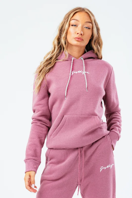 Hype Dusty Berry Scribble Women'S Hoodie Zip Hoodie Drawstring Kangaroo Pocket