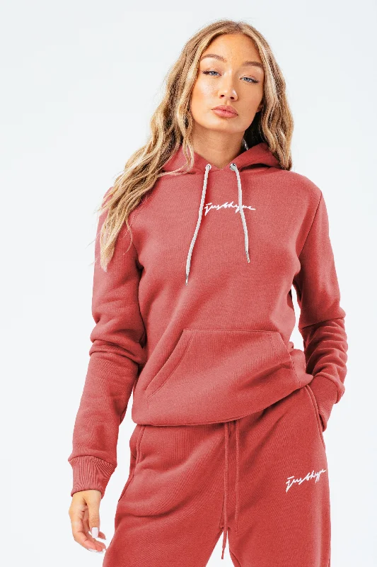 Hype Womens Burgundy/Coral Scribble Hoodie Hoodie with Contrast Stitching Detailed Premium Hype Womens Burgundy/Coral Scribble Hoodie Hoodie with Contrast Stitching Detailed Premium