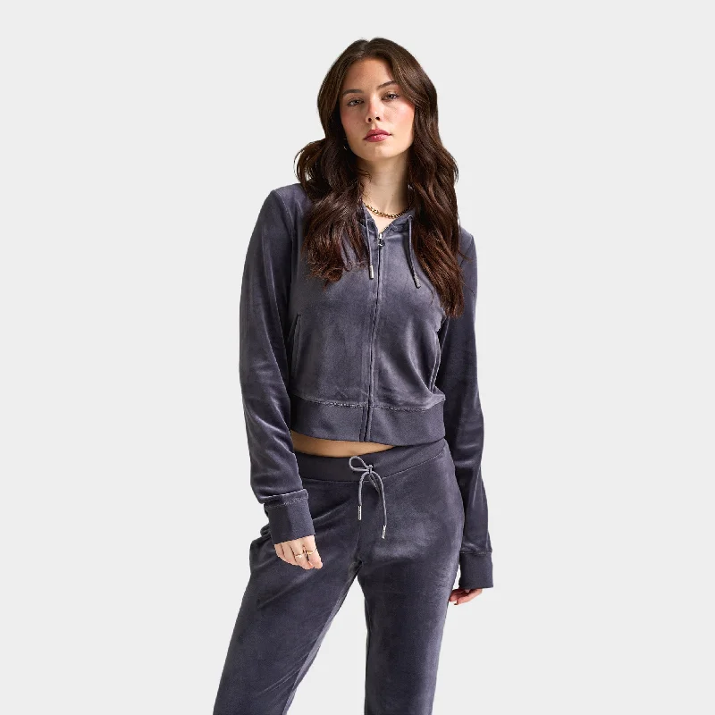 Juicy Couture Women's OG Bling Hoodie / Titanium Hoodie with Longline Fit Extended Stylish