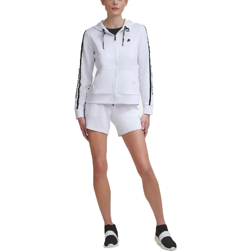 Karl Lagerfeld Paris Womens Drawstring Casual Zip Hoodie Hoodie with Frayed Bohemian Relaxed Karl Lagerfeld Paris Womens Drawstring Casual Zip Hoodie Hoodie with Frayed Bohemian Relaxed