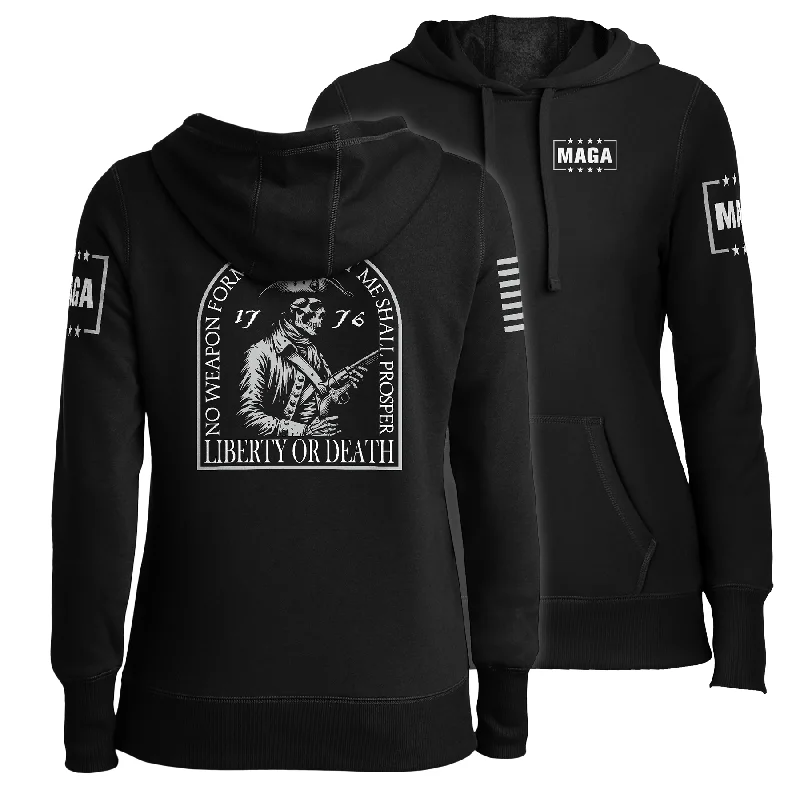 Liberty or Death Skull Patriot Ladies Hoodie Hoodie with Double Zipper Versatile Adjustable