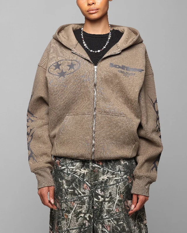 Loiter Solar Zip Hoodie Brown Hoodie with Lining Warm Insulated