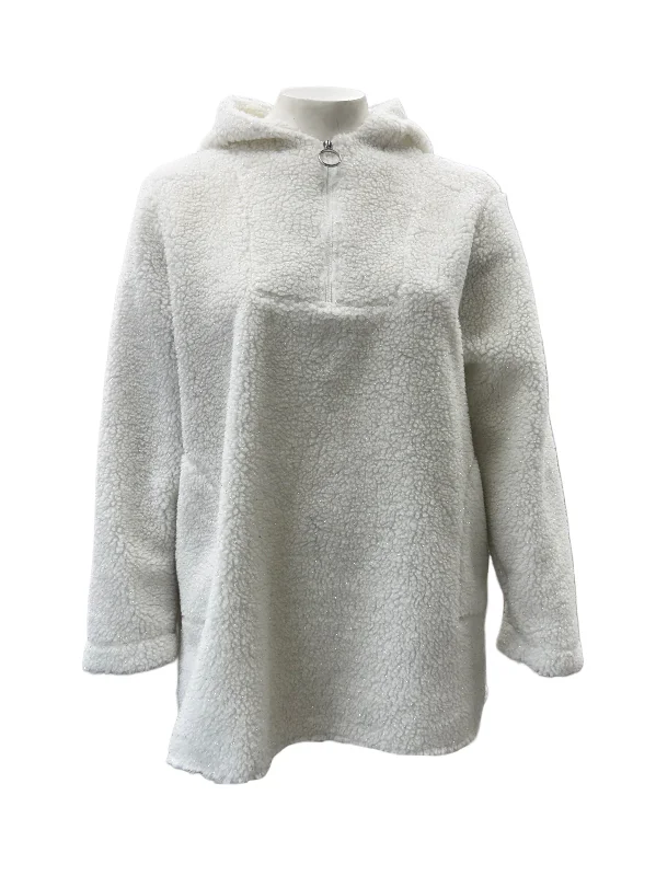 Marina Rinaldi Women's White Occitano Pullover Sweatshirt NWT Hoodie with Pastel Soft Subtle Marina Rinaldi Women's White Occitano Pullover Sweatshirt NWT Hoodie with Pastel Soft Subtle